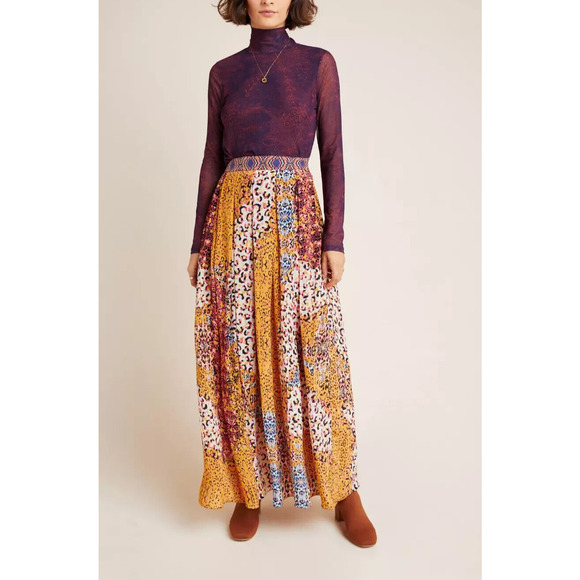 Anthropologie Dresses & Skirts - *Flawed Anthropologie Bhanuni Jyoti Maxi Anthro Pleated Maxi Skirt Plus Size 2X